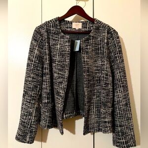 NWT Loft tweed-like peplum blazer - navy/gray/white - Lp